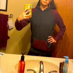 Gray and Maroon Long Hoodie